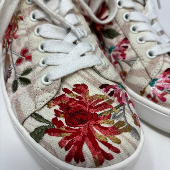 Johhny Was Womens Sz6 Jayla Floral Multicolor Embroidered Low-Top Sneakers - Picture 2 of 10